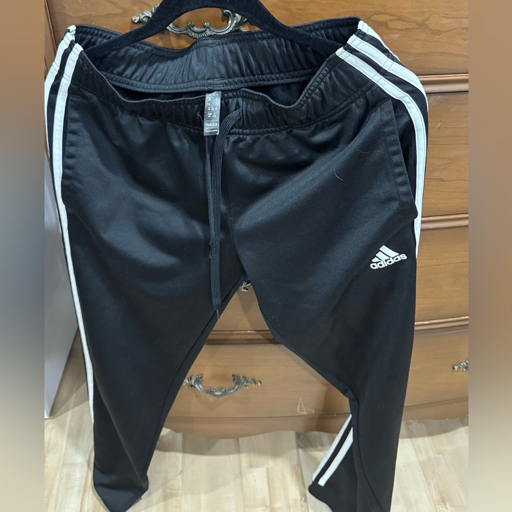Adidas Black Sweatpants with Iconic Stripes